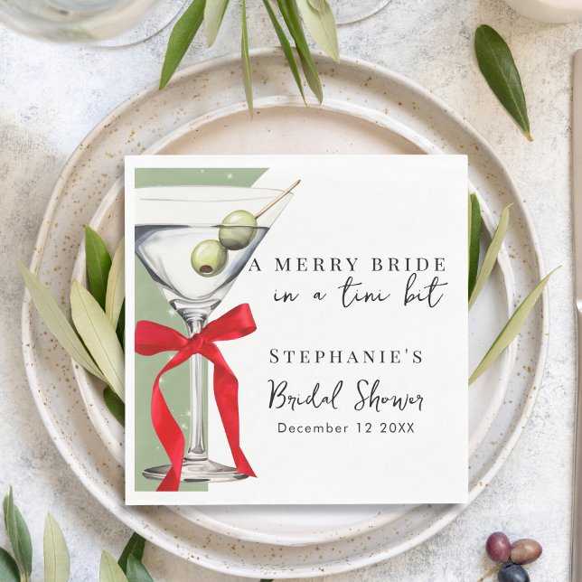 Serviette En Papier Fête Ruban Rouge Rétro Cocktail Martini Sale Maria (Créateur téléchargé)