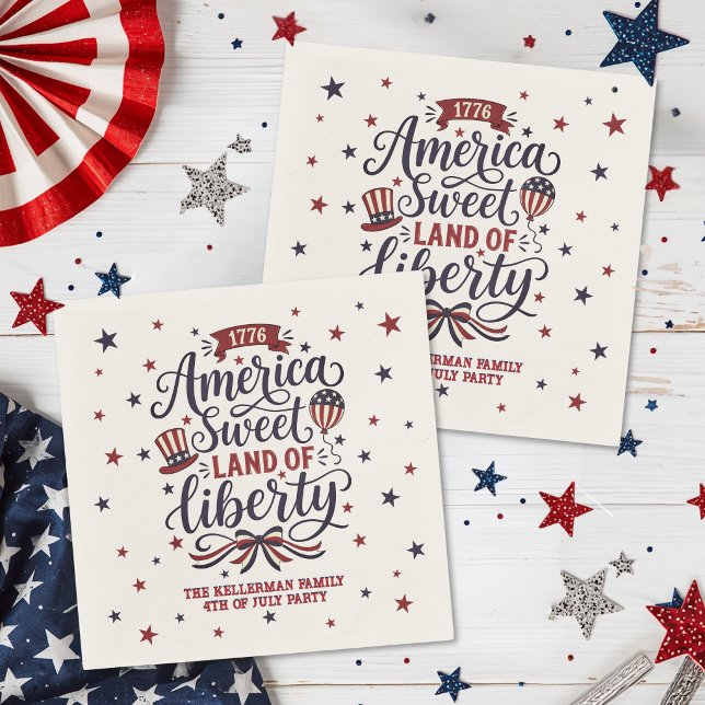 Serviette En Papier Fête rustique du 4 juillet (Rustic 4th Of July Party Napkins)