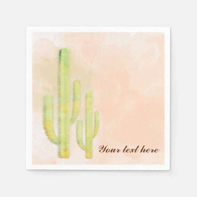 Serviette En Papier Fête simple de cactus d'aquarelle Sud-Ouest (Devant)