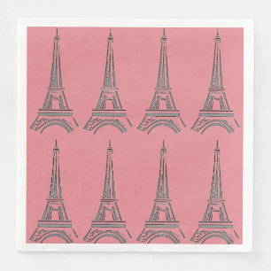 Serviette En Papier Fête sur le thème de Paris Nappeaux avec Tour Eiff