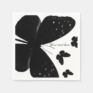 Serviette En Papier Fête sur mesure chic papillons noirs et blanc