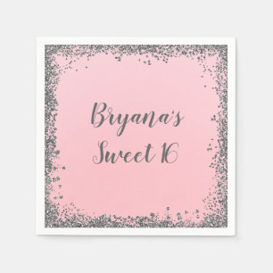 Serviette En Papier Fête sur mesure Sweet 16 bordure glamour paillette