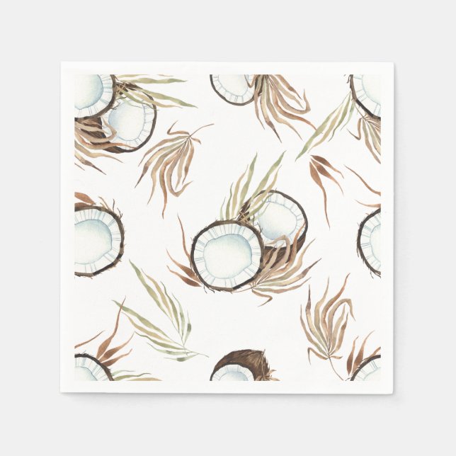 Serviette En Papier Fête tropicale hawaïenne de fleurs et noix de coco (Devant)