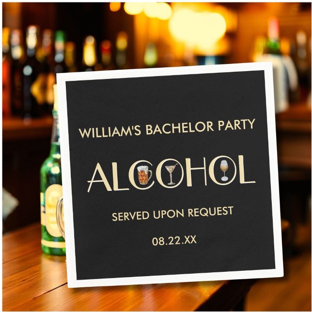 Serviette En Papier Fête Unique Bière Vin Martini Enterrement de Vie d (Créateur téléchargé)