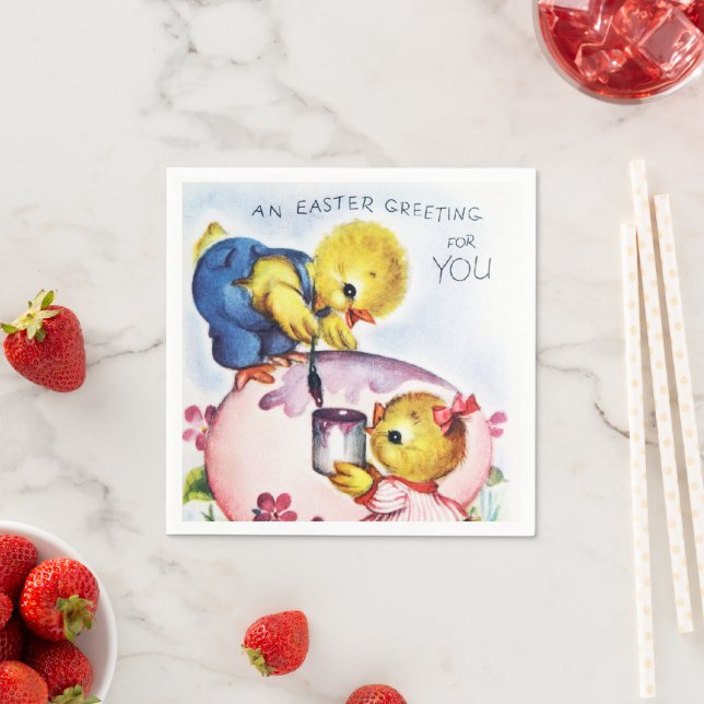 Serviette En Papier fête vintage de Pâques (En situation)