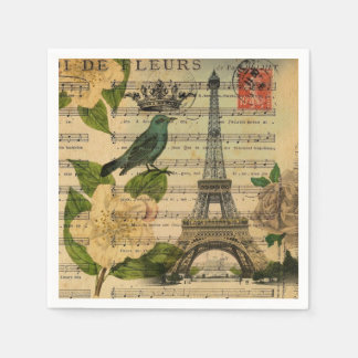 Serviette En Papier Fête Vintage Paris Tour Botanique Eiffel