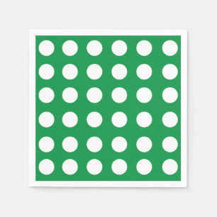 Serviette En Papier Fête Vintage Rétro à pois verts et blancs