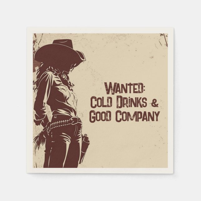 Serviette En Papier Fête Western Cowgirl Rustique  (Devant)