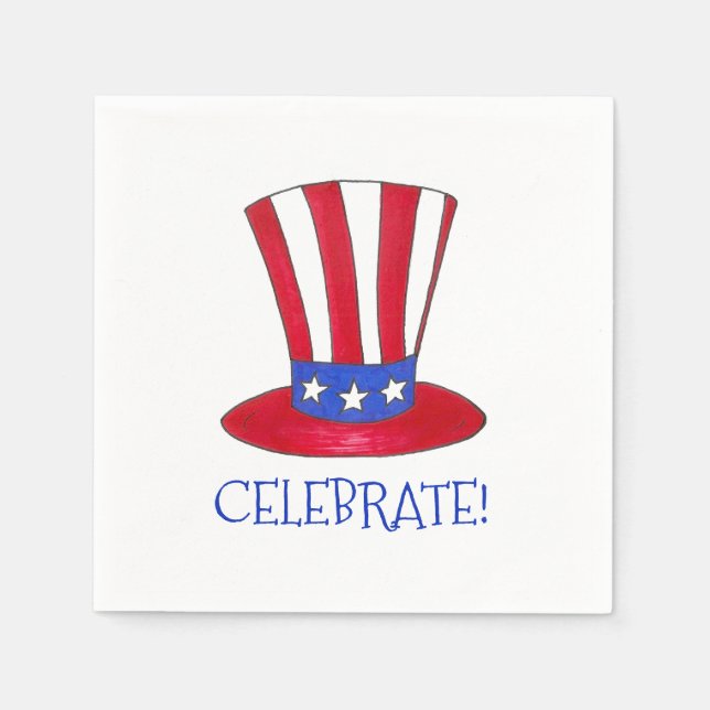 Serviette En Papier Fêter le 4 juillet Oncle patriotique Sam USA Améri (Devant)