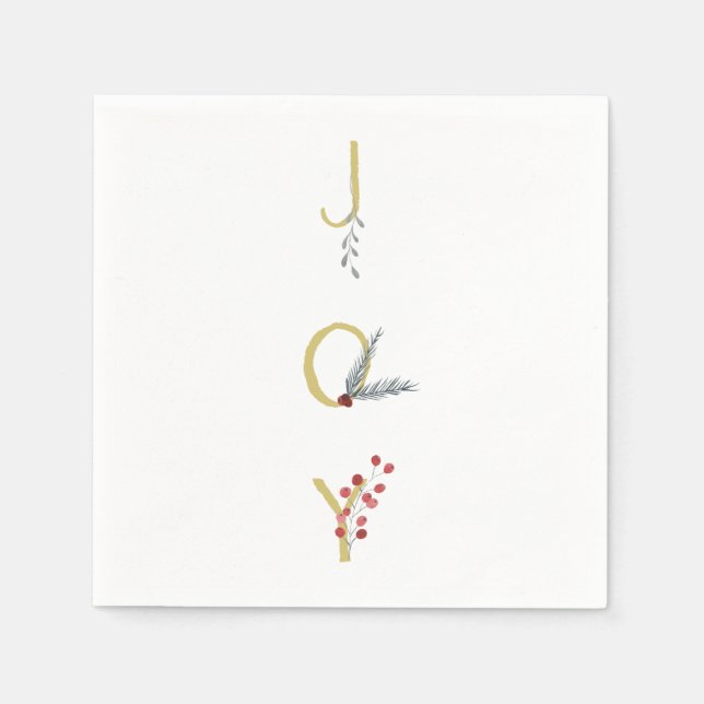 Serviette En Papier Fêtes Botaniques Joy Rustic Gold Minimal Party (Devant)