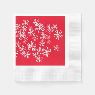 Serviette En Papier Fêtes de Noël flocons de neige motif rouge blanc