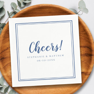 Serviette En Papier Fêtes Mariages Moderne Marine bleu