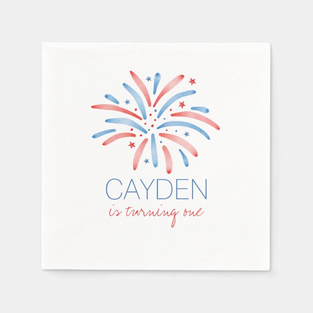 Serviette En Papier Feu d'artifice 4 juillet Anniversaire (Devant)