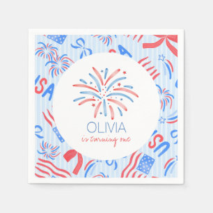 Serviette En Papier Feu d'artifice Anniversaire du 4 juillet