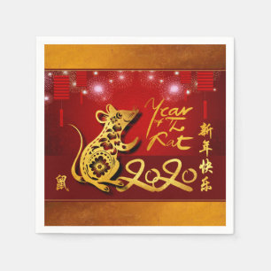 Serviette En Papier Feu d'artifice chinois Rat Year 2020 Party PN
