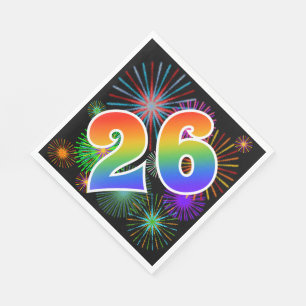 Serviette En Papier Feu d'artifice coloré + Motif arc-en-ciel "26" N° 