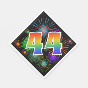 Serviette En Papier Feu d'artifice coloré + Motif arc-en-ciel "44" N°