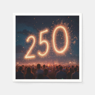 Serviette En Papier Feu d'artifice du 250e anniversaire