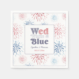 Serviette En Papier Feu d'artifice Mercredi Mariage Mixte Blanc Bleu