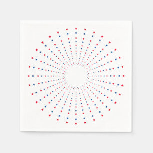 Serviette En Papier Feu d'artifice patriotique rouge blanc bleu étoile