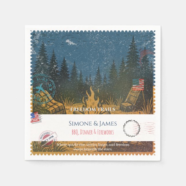 Serviette En Papier Feu de camp américain Freedom Trails Décor (Devant)