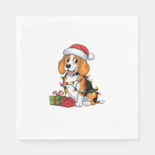 Serviette En Papier Feu de Noël Feu de Noël Beagle de chapeau de Noël