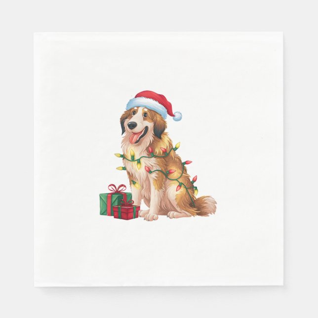 Serviette En Papier Feu de Noël Feu de Noël Feu de Chien des Pyrénées  (Devant)