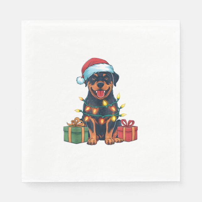 Serviette En Papier Feu de Noël Feu de Noël Feu de Noël Rottweiler Chi (Devant)
