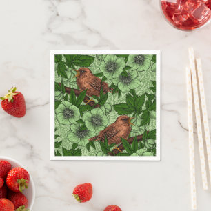 Serviette En Papier Feu et hellebore, vert clair