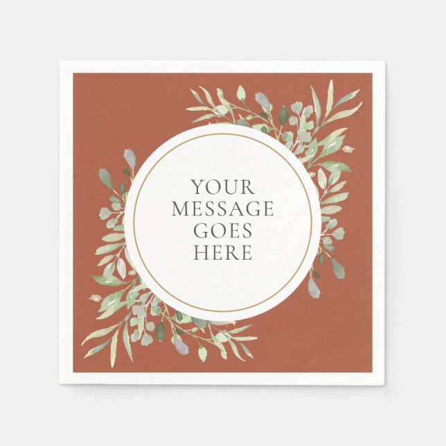 Serviette En Papier Feuillage de Eucalyptus en Or de Terracotta (Devant)