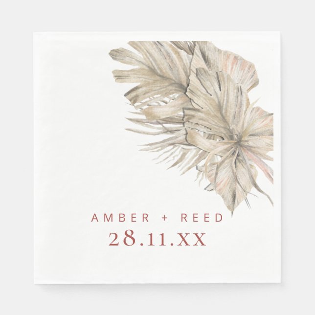 Serviette En Papier Feuillage de palmier Boho Terracotta Rouille Arche (Devant)