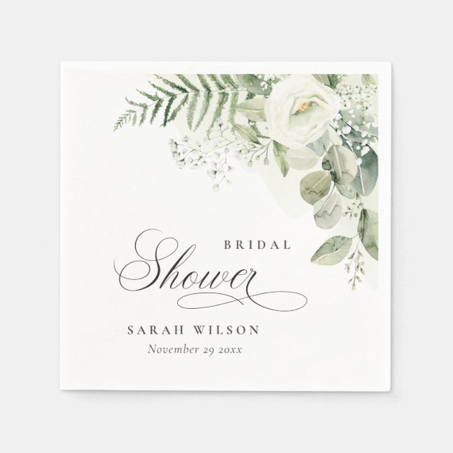 Serviette En Papier Feuillage de verdure de eucalyptus de mariage  (Devant)