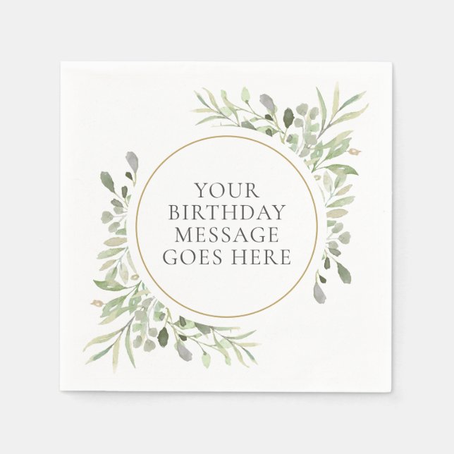 Serviette En Papier Feuillage doux de eucalyptus pour anniversaire (Devant)