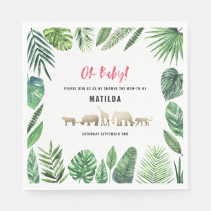Serviette En Papier Feuillage tropical + partie de baby shower