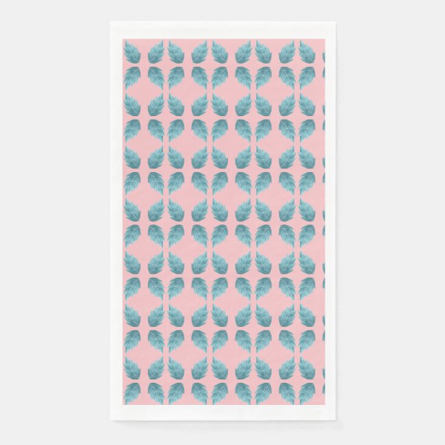 Serviette En Papier Feuille Bleu Vert - Motif Botanique (Devant)