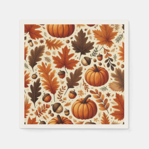 Serviette En Papier feuille/citrouille/cavernes Automne