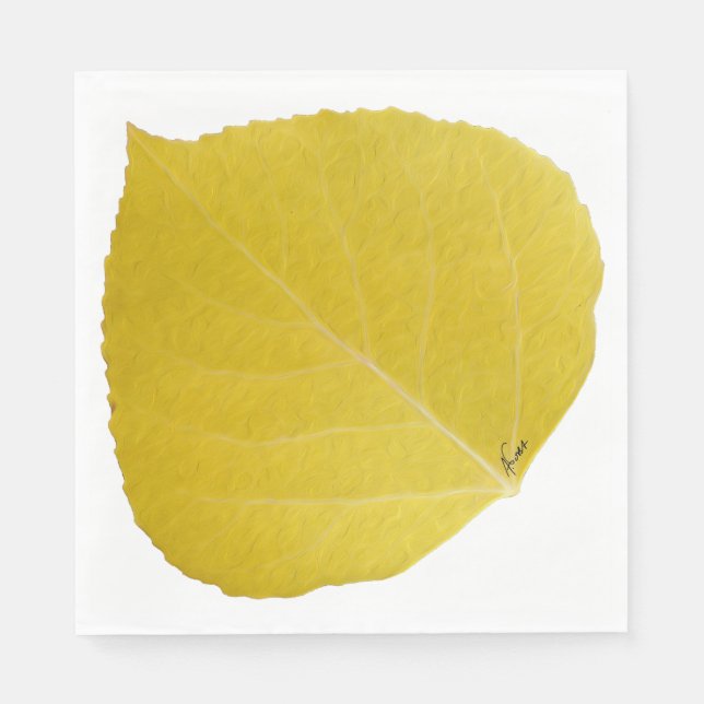 Serviette En Papier Feuille d'Aspen jaune #5 (Devant)