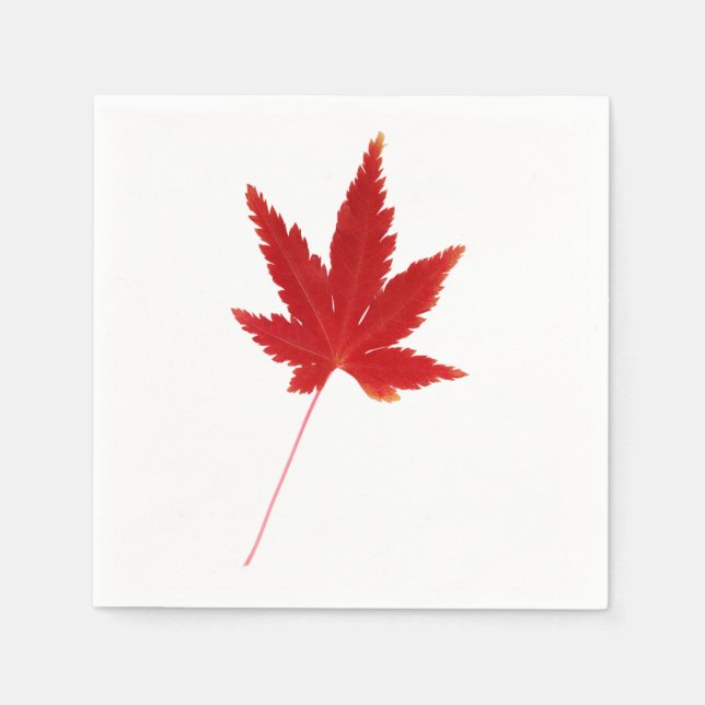 Serviette En Papier Feuille d'automne rouge unique (Devant)