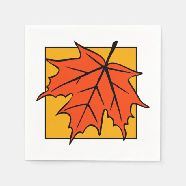 Serviette En Papier Feuille de Maple d'Automne Orange (Devant)