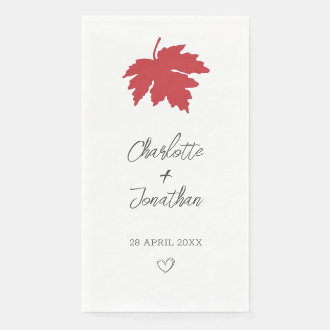 Serviette En Papier Feuille de Maple Rouge Automne Mariage   (Devant)