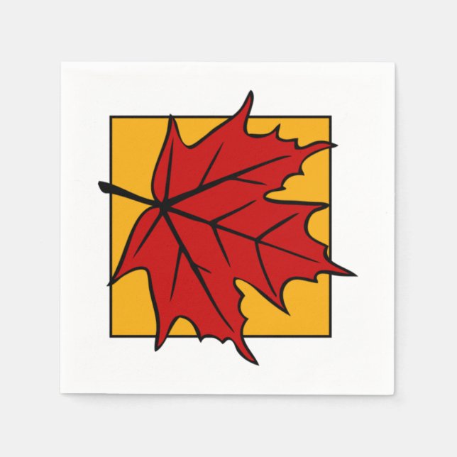 Serviette En Papier Feuille de Maple Rouge d'Automne (Devant)