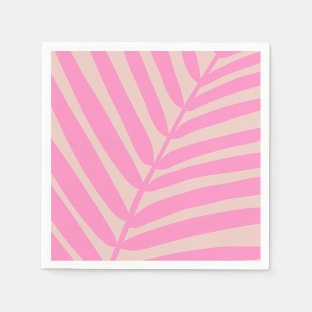 Serviette En Papier Feuille de palme rose (Devant)