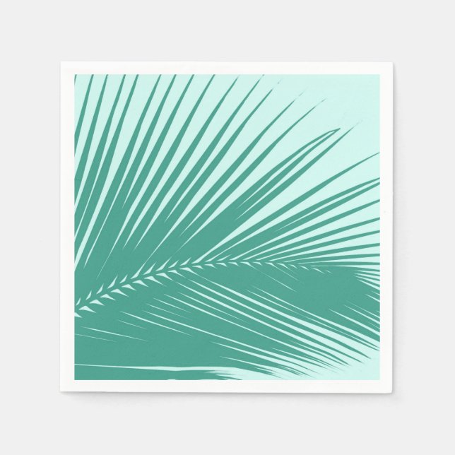 Serviette En Papier Feuille de palme - Turquoise et aqua (Devant)