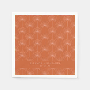 Serviette En Papier Feuille de palmier botanique orange brûlé Mariage