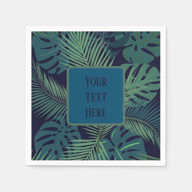 Serviette En Papier feuille de palmier foncé tropical moderne, fig jun (Devant)