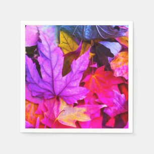 Serviette En Papier Feuille d'érable d'automne colorée automne rose po