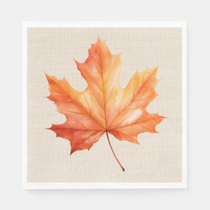 Serviette En Papier Feuille d'érable d'automne sur Burlap
