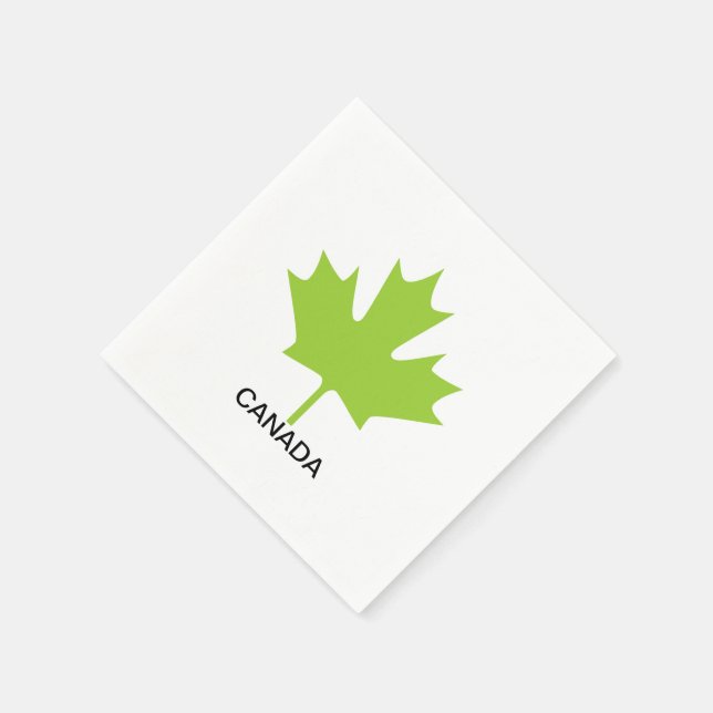 Serviette En Papier Feuille d'érable verte Canada (Coin)