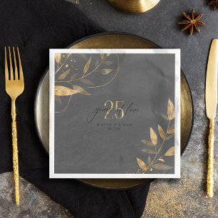 Serviette En Papier Feuille d'Or 25e Anniversaire Années d'Amour ID116