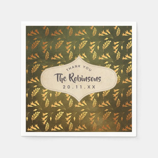 Serviette En Papier Feuille d'or de Thanksgiving (Devant)